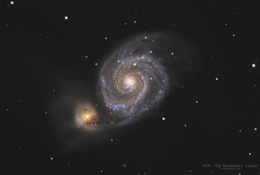 Deep sky, whirlpool galaxy, Messier 51, stars, astrophotography, chroma imaging filters, dark skies, March