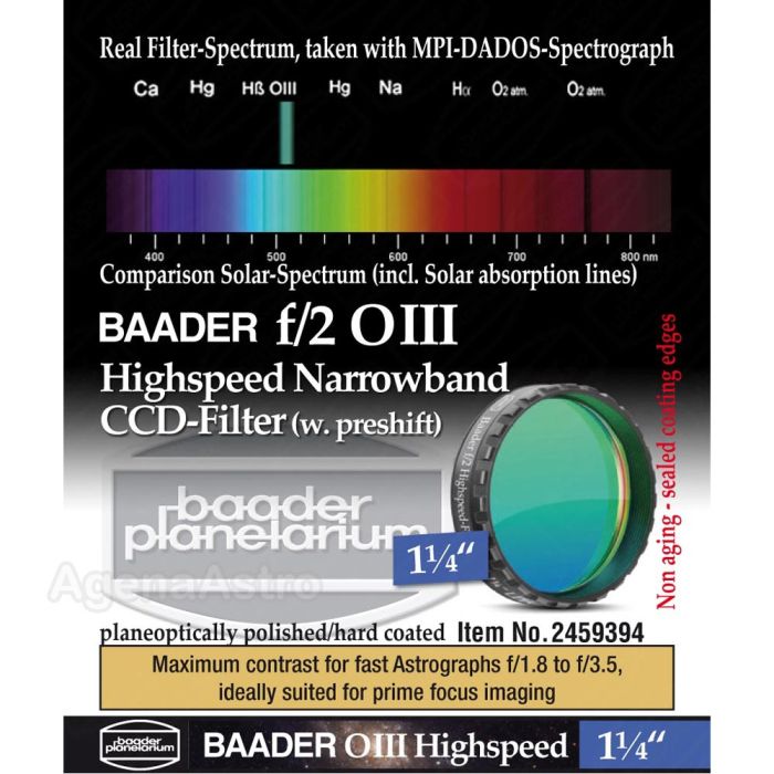 Baader f/2 Highspeed Narrowband CCD Filter: O-III - 1.25