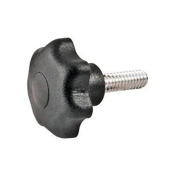 Hand Knob, 7-Lobed Star Shaped Plastic Head with Metric Plated Steel, M8-1.25, 20mm Length