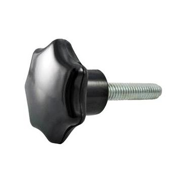 Hand Knob, 6-Lobed Star Shaped Plastic Head with Plated Steel Stud, 1/4