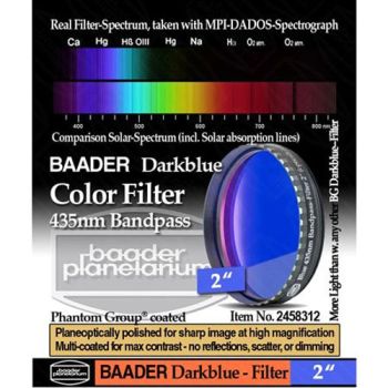 Baader Premium Eyepiece Filter: Dark Blue, 435nm Bandpass - 2" # FCFDB-2 2458312