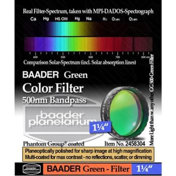 Baader Premium Eyepiece Filter: Green, 500nm Bandpass - 1.25" # FCFG-1 2458304