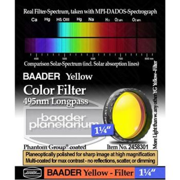 Baader Premium Eyepiece Filter: Yellow, 495nm Longpass - 1.25" # FCFY-1 2458301