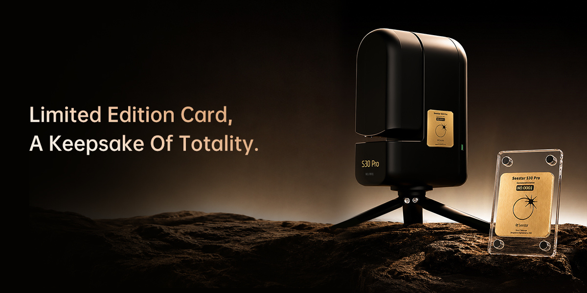 ZWO Seestar S30 Pro Smart Telescope keepsake card on battery housing case