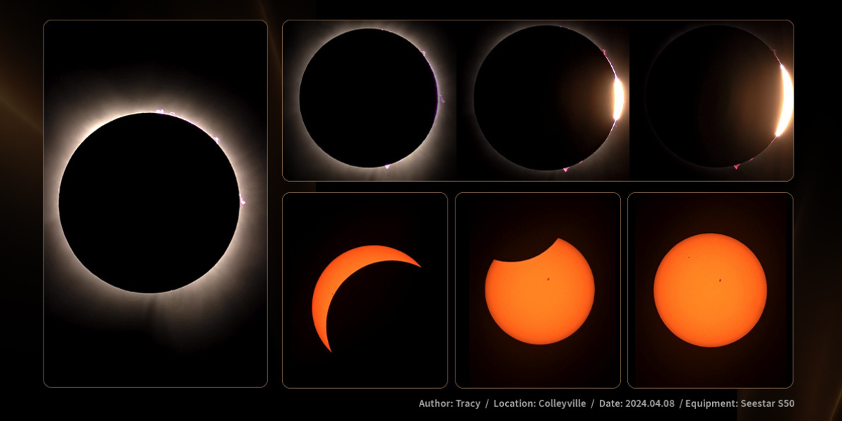 ZWO Seestar S30 Pro Smart Telescope example images of a solar eclipse