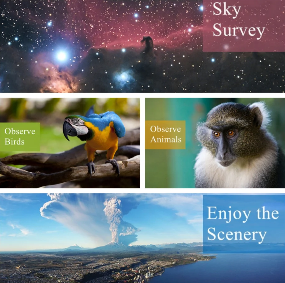 Sky Rover 70mm Giant Binoculars applications graphic