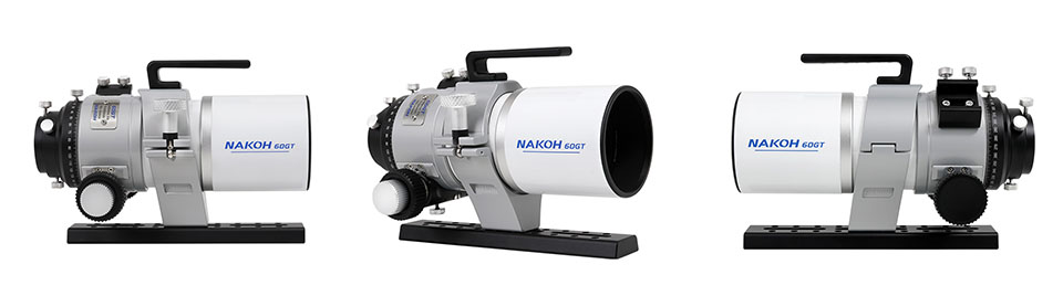 Nakoh 60GT 60mm f/6 Triplet APO Astrograph banner of all three sides.