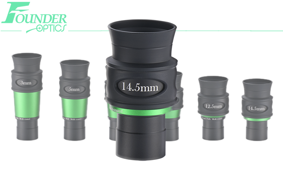 Founder Optics 1.25" 3mm ALIEN Eyepiece with logo and eyepiece series in the background