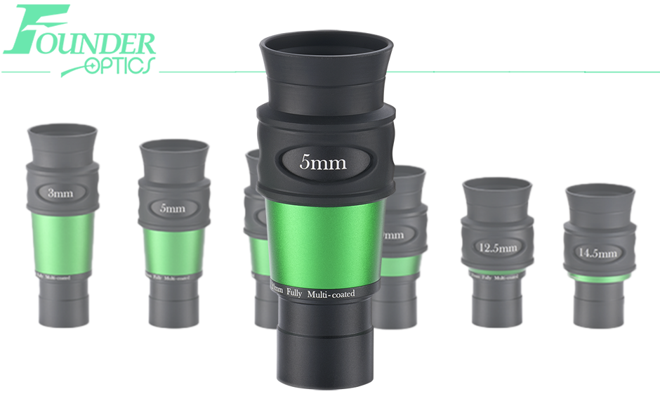 Founder Optics 1.25" 3mm ALIEN Eyepiece with logo and eyepiece series in the background