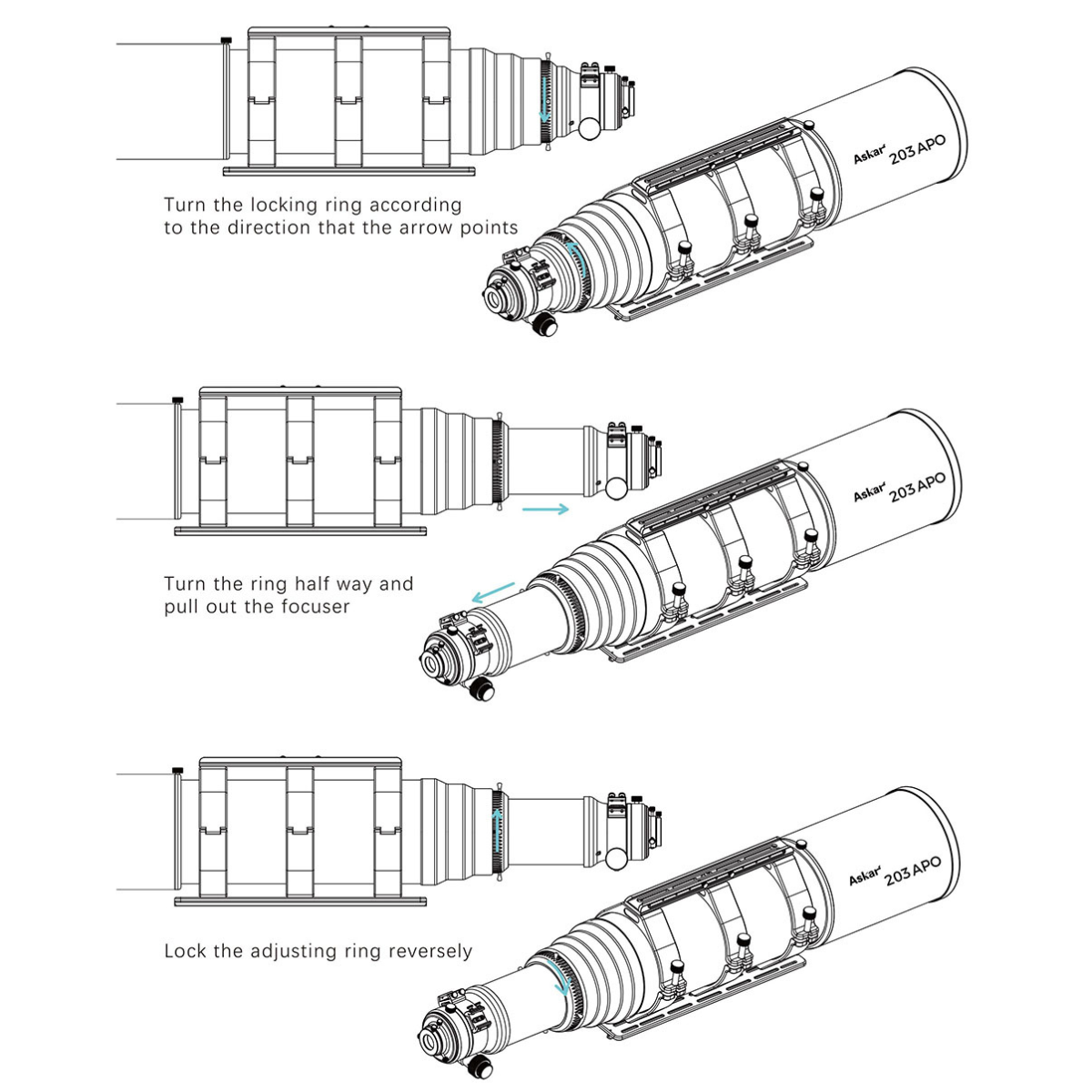 Askar 203 APO dimensional drawing.