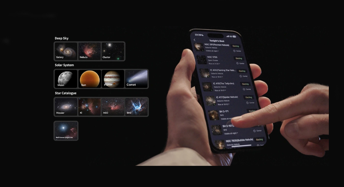 The ZWO Seestar S30 uses the intuative Seestar companion app.