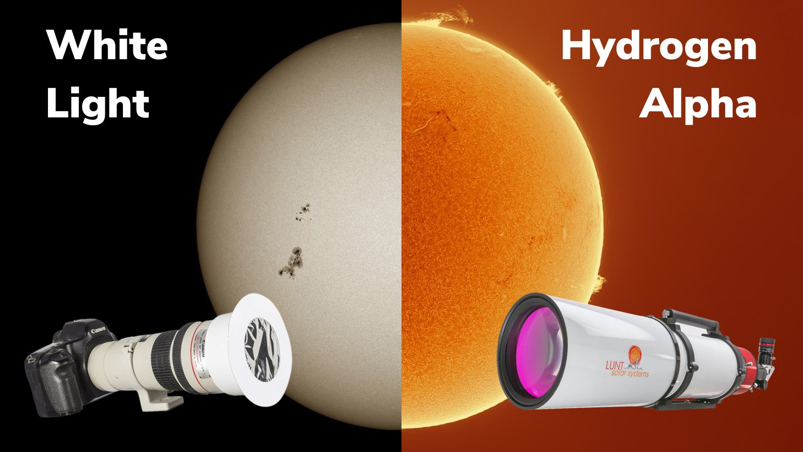 Types of Solar Telescopes: White Light vs Hydrogen Alpha