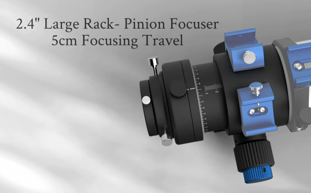 Askar 60F Rack and Pinion Focuser provides 5CM of Travel