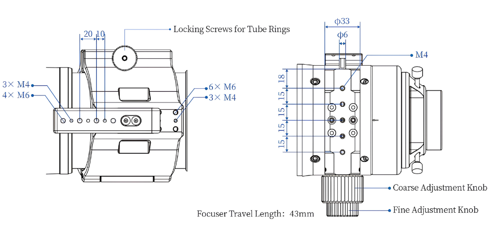 Nakoh 92GX f/6.5 Quintuplet Petzval Flat‑Field Astrograph dimensions.