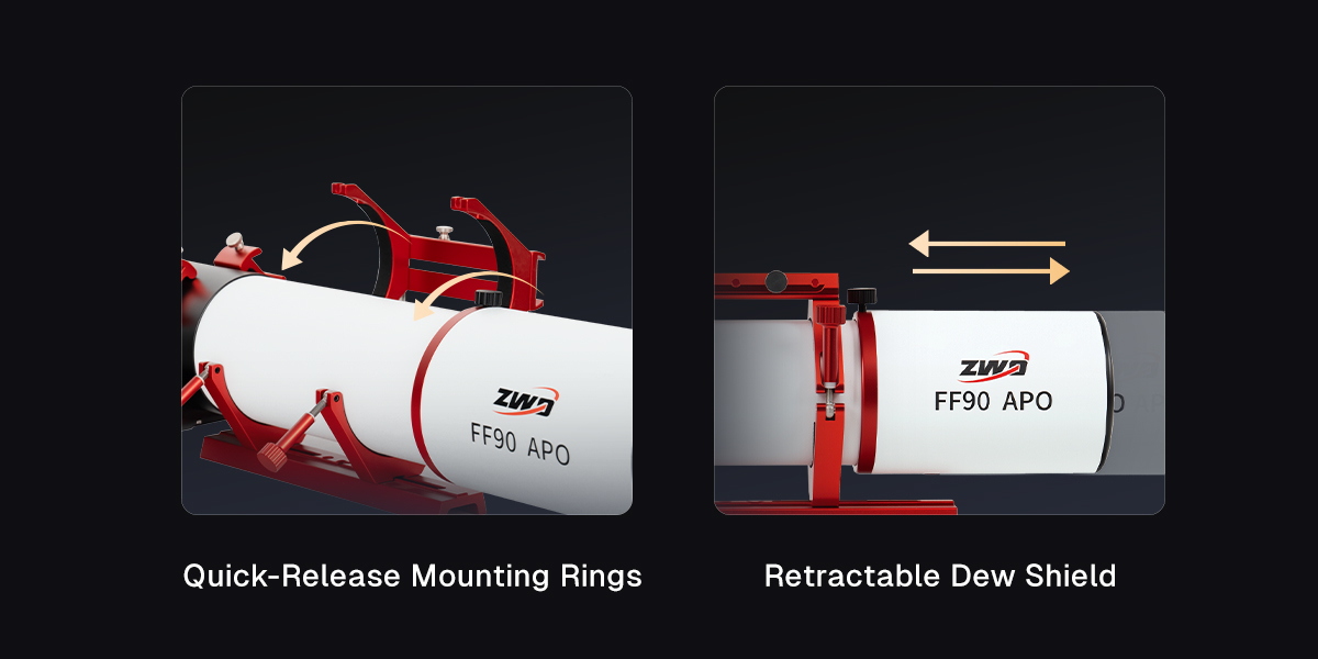Refractor&nbsp;Telescope ZWO FF Series APO Apochromatic Telescopes - Telescope Rings