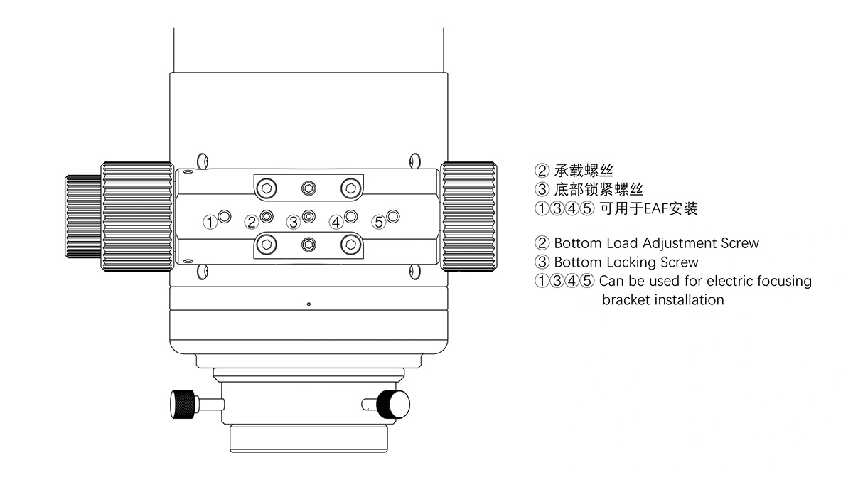 Askar 111F Self-Flattened Quadruplet Astrograph - Locking Screw Position Diagram