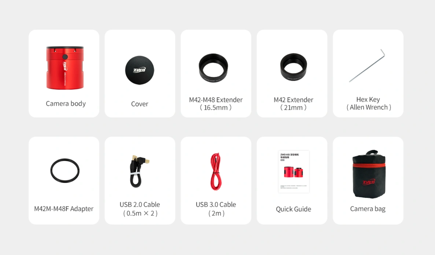 Image of included items with the ASI2600 