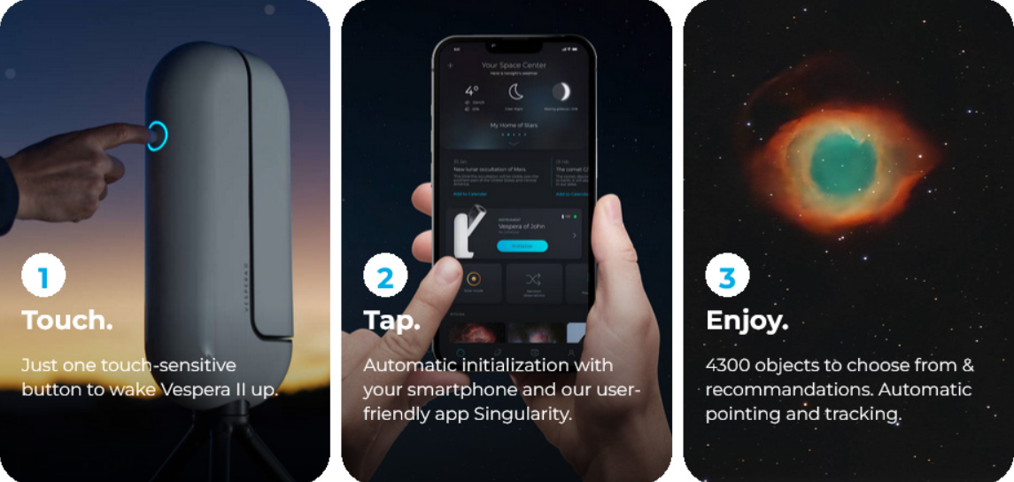 Vaonis Singularity app controlling Vespera II telescope