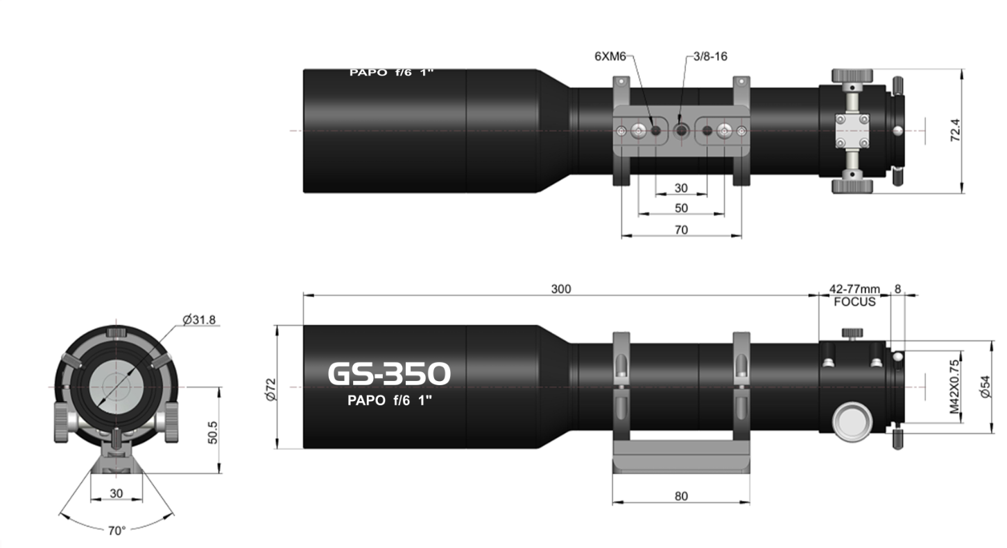 ToupTek Astro GS Series PAPO 58mm f/6 Rack and Pinion Guide Scope