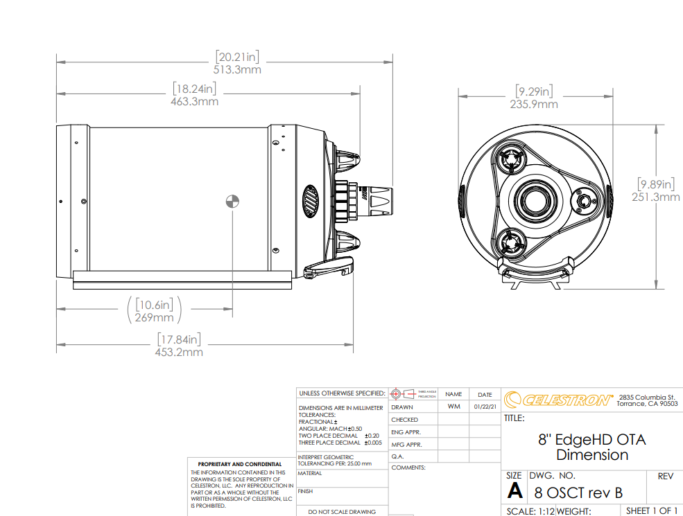 EdgeHD 8" Dimensional Drawing