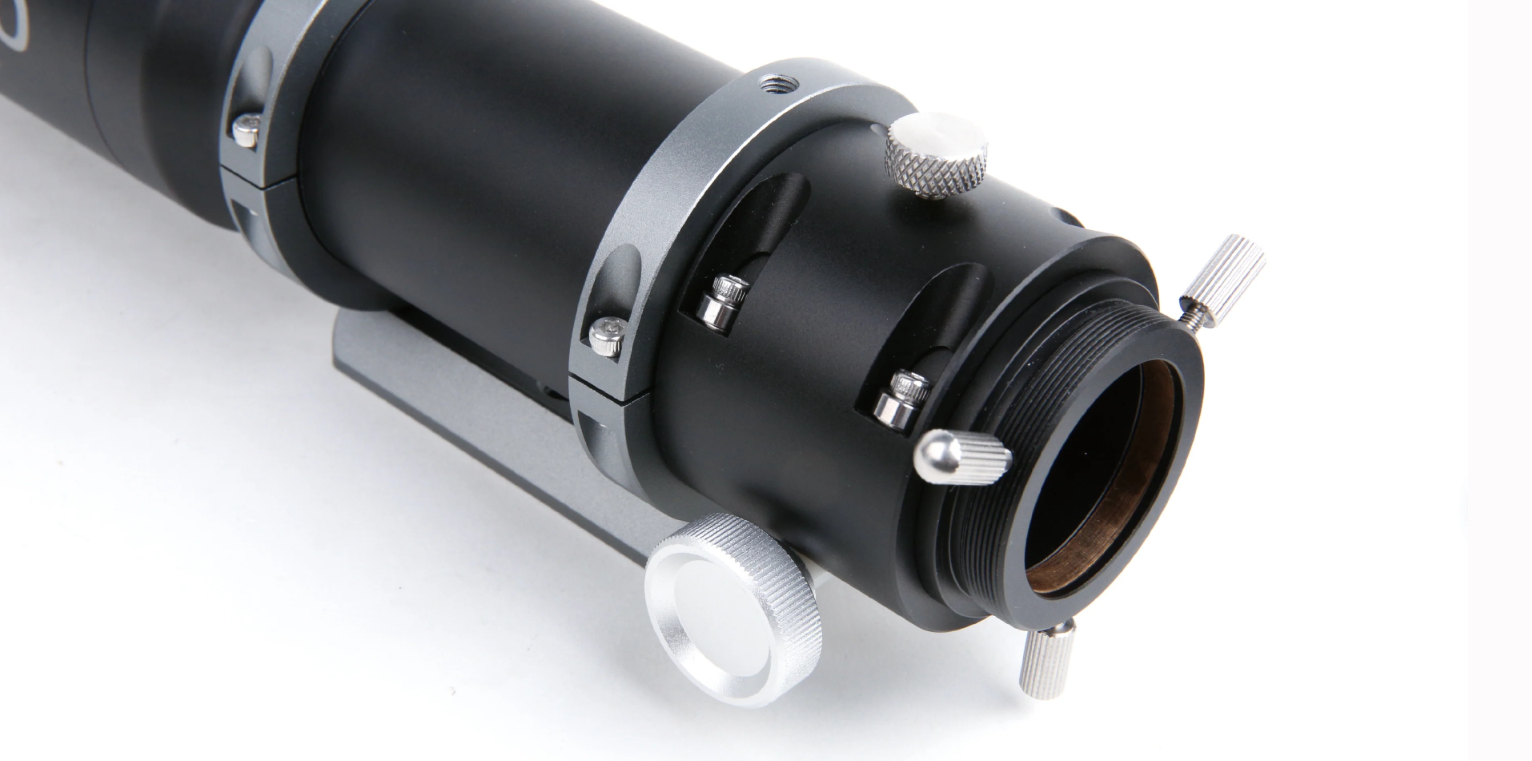 Detailed close-up of the ToupTek GS Series camera connection and locking ring assembly for astrophotography accessories