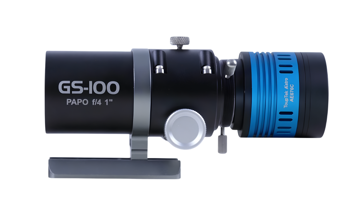 ToupTek GS Series guide scope with ToupTek planetary and guide cameras attached for astrophotography and guiding