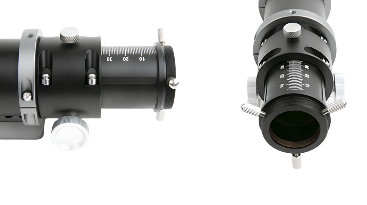 ToupTek GS-250 PAPO astrophotography guide scope mounted with DSLR cameras for portable imaging setups