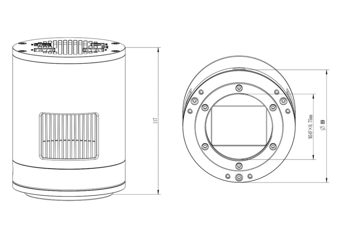 ToupTek SkyEye24AC Plus Color DSO Cooled Camera - MECHANICAL DIAGRAM