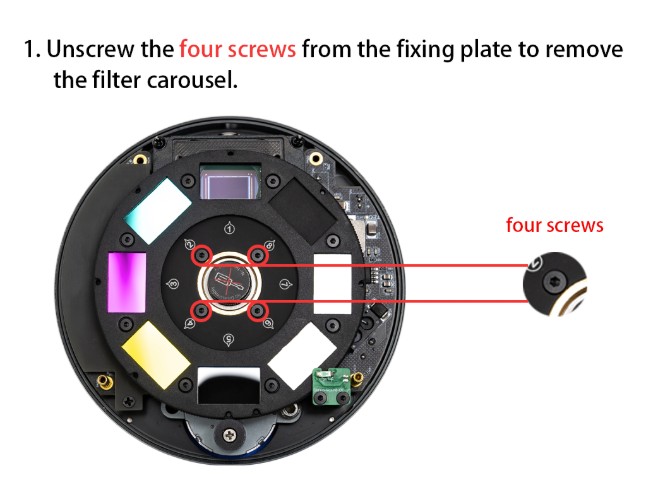 step 1 unscrew the 4 screws from the fixing plate