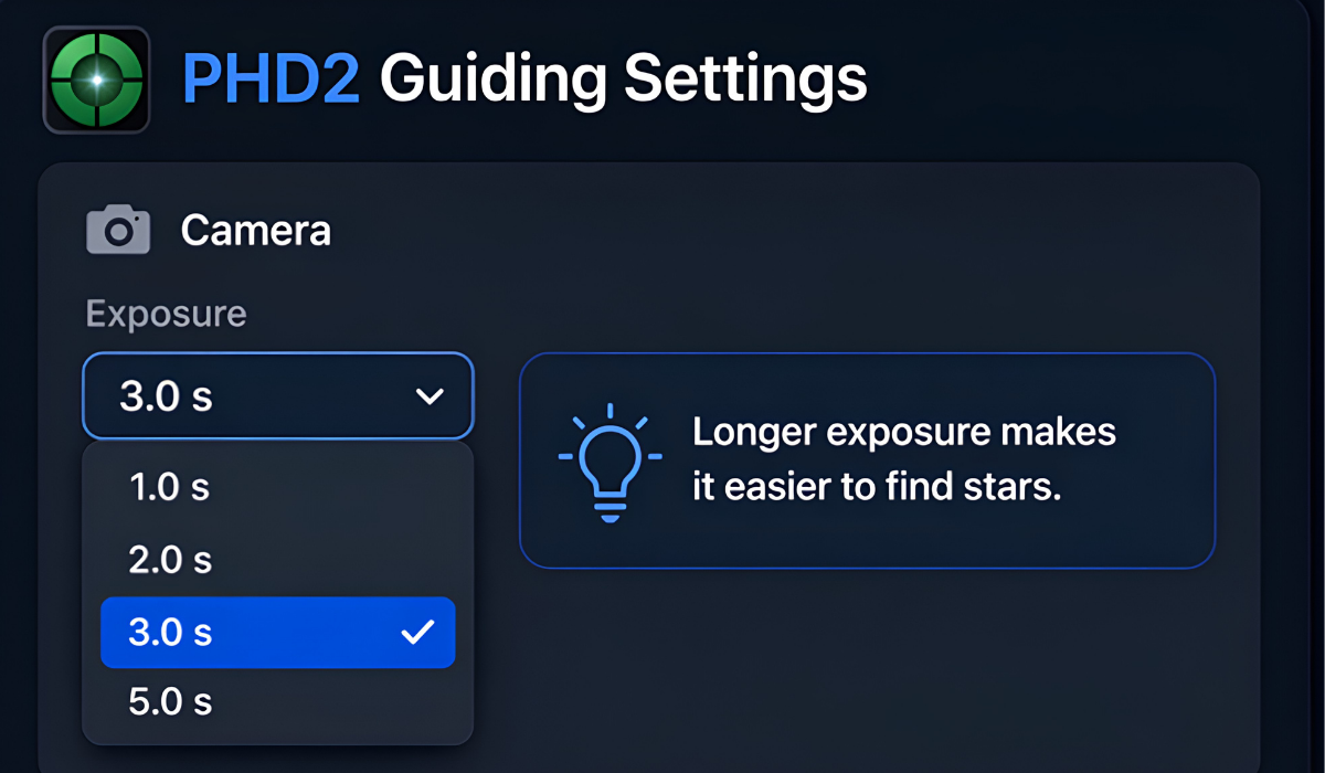  WARPDRIVE WD-20E PHD 2 guide settings for shorter exposures.