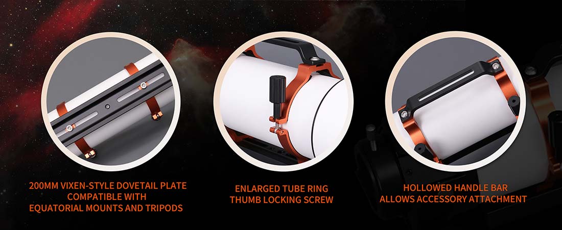The Askar 80ED features a Vixen-style dovetail plate.