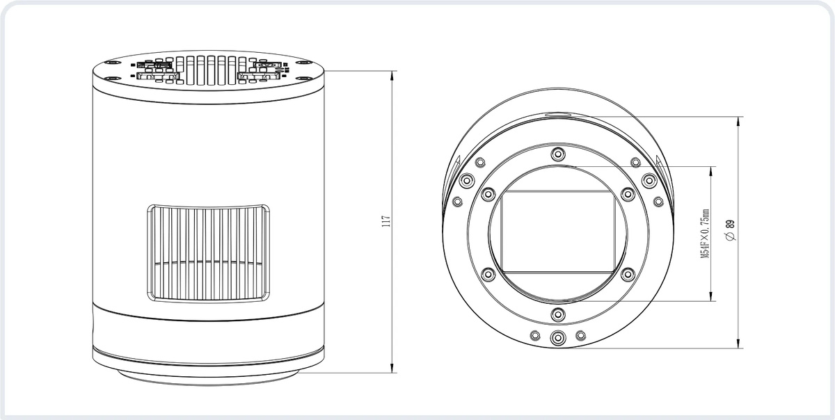 ToupTek SkyEye24AC Plus Color DSO Cooled Camera - MECHANICAL DIAGRAM