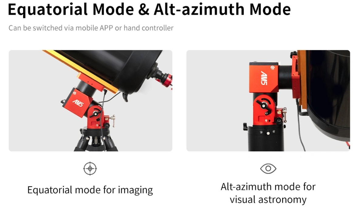 The AM5N works in EQ or Alt-Azimuth modes.