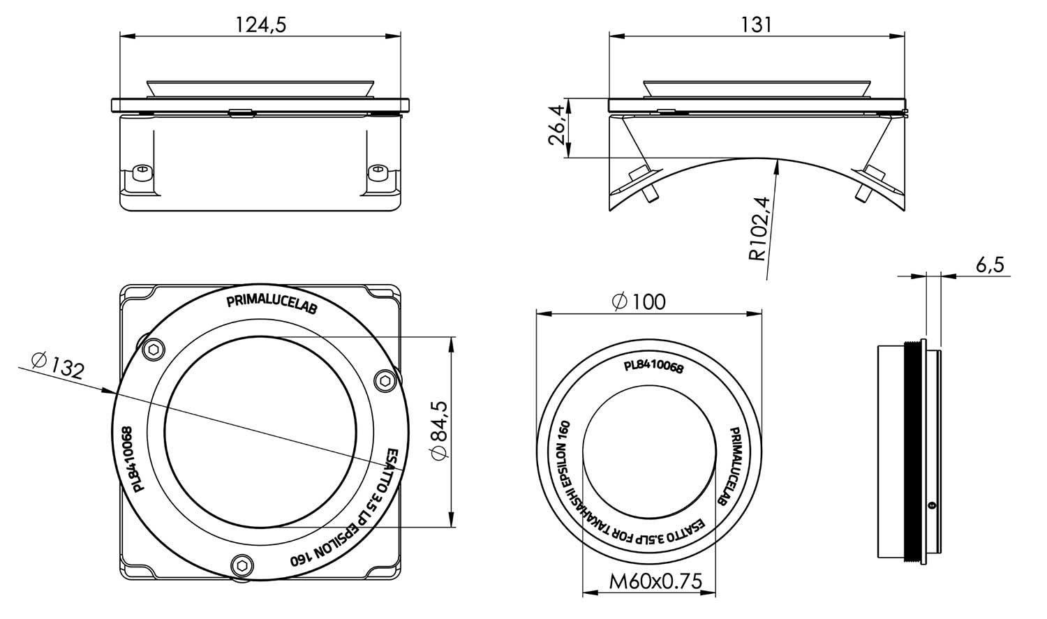 Adapter ESATTO 3.5" LP for Takahashi Epsilon 160ED - PrimaLuceLab