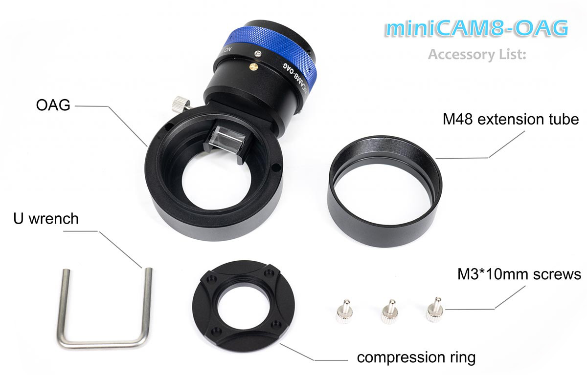QHY miniCAM8 Camera Off Axis Guider - Whats in the Box