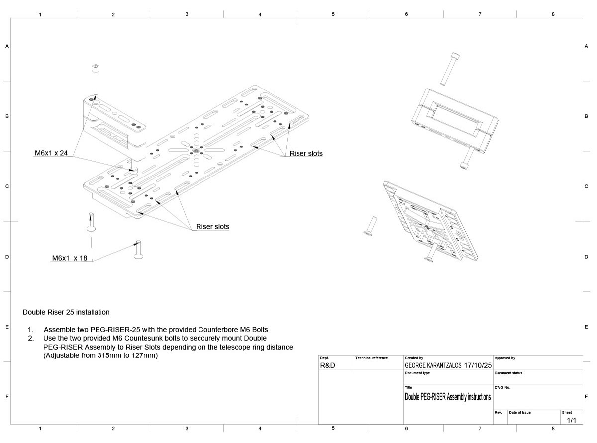 Double Riser Block and 335mm Dovetail Plate Schematic