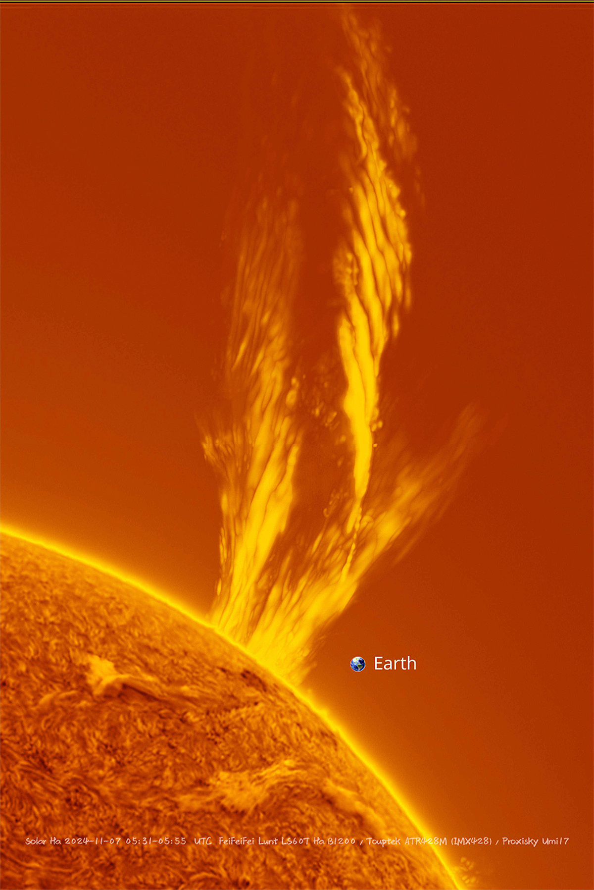 Giant Solar Prominence &ndash; 500,000 km  Imaged by: FeiFeiFei