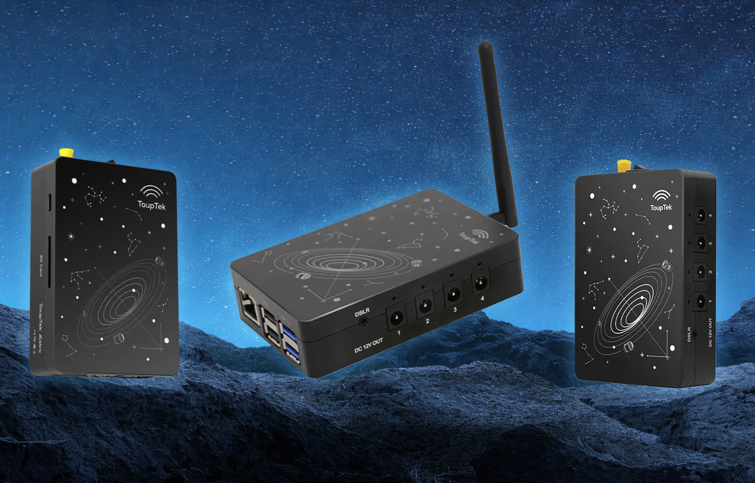 Stellavita ToupTek AstroStation Astrophotography Controller banner showing all sides