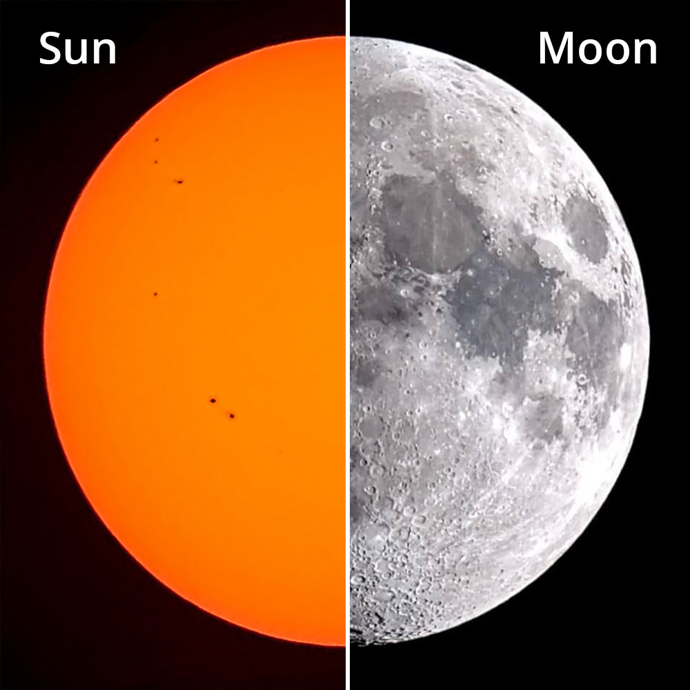 The Sun and the Moon taken with the Seestar S50 in Solar System Mode