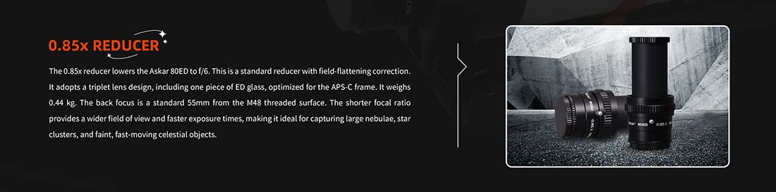 Askar Telescope 0.85x Field Flattener ED Glass Lens 80ED
