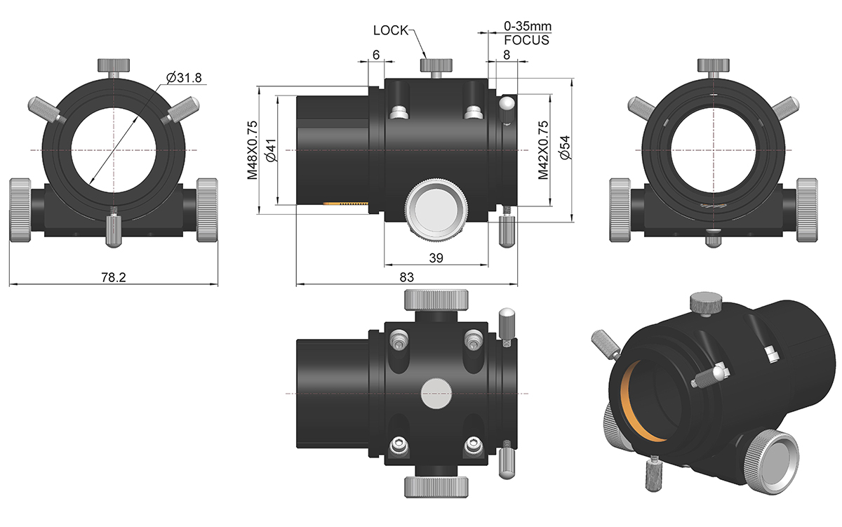 ToupTek FS-250 Series Find Scope - Rack & Pinion Focuser