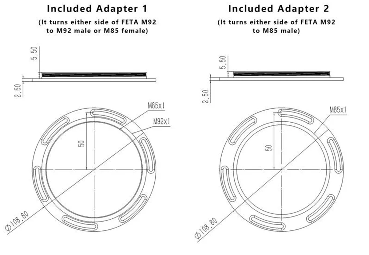 WandererAstro Wanderer FETA M92 Focuser & Electronic Tilt Adjuster mechanical diagram. 